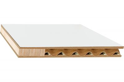 Lisocore Leichtbauplatte mit MDF-Deck 8mm beidseitig Grundierfolie weiss 2-seitig Multiplex-Einleimer (20/Pal.)