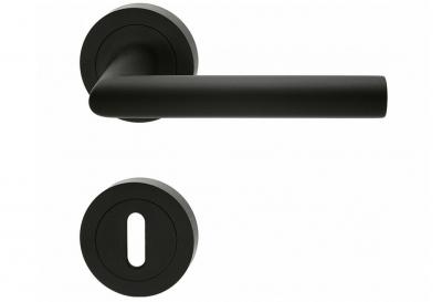 Karcher Drückergarnitur Kosmos schwarz Rhodos ER28, Gehrungsdrücker mit Rosette BB