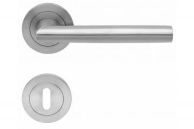 Karcher Drückergarnitur Edelstahl matt Verona ER37, Design oval mit Rosette BB, 3-teilig